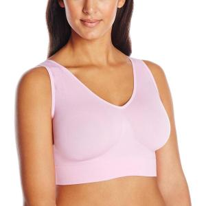 JUST MY SIZE Hanes Women’s Seamless Bralette, Pure Comfort Light Support Pullover Bra, Plus Sizes(Deep Kiss Pink)