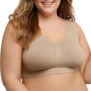 JUST MY SIZE Hanes Women’s Seamless Bralette, Pure Comfort Light Support Pullover Bra, Plus Sizes(Nude)