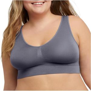 JUST MY SIZE Hanes Women’s Seamless Bralette, Pure Comfort Light Support Pullover Bra, Plus Sizes(Private Jet)