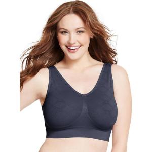 JUST MY SIZE Hanes Women’s Seamless Bralette, Pure Comfort Light Support Pullover Bra, Plus Sizes(Private Jet Diamond)