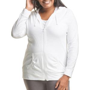 Just My Size Women’s Full Zip Jersey Hoodie(White)