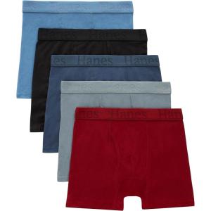 boys Hanes Originals Ultimate Supersoft Boys’ Boxer Brief Underwear, Assorted, 5-pack(Red/Blue/Black 5-pack)