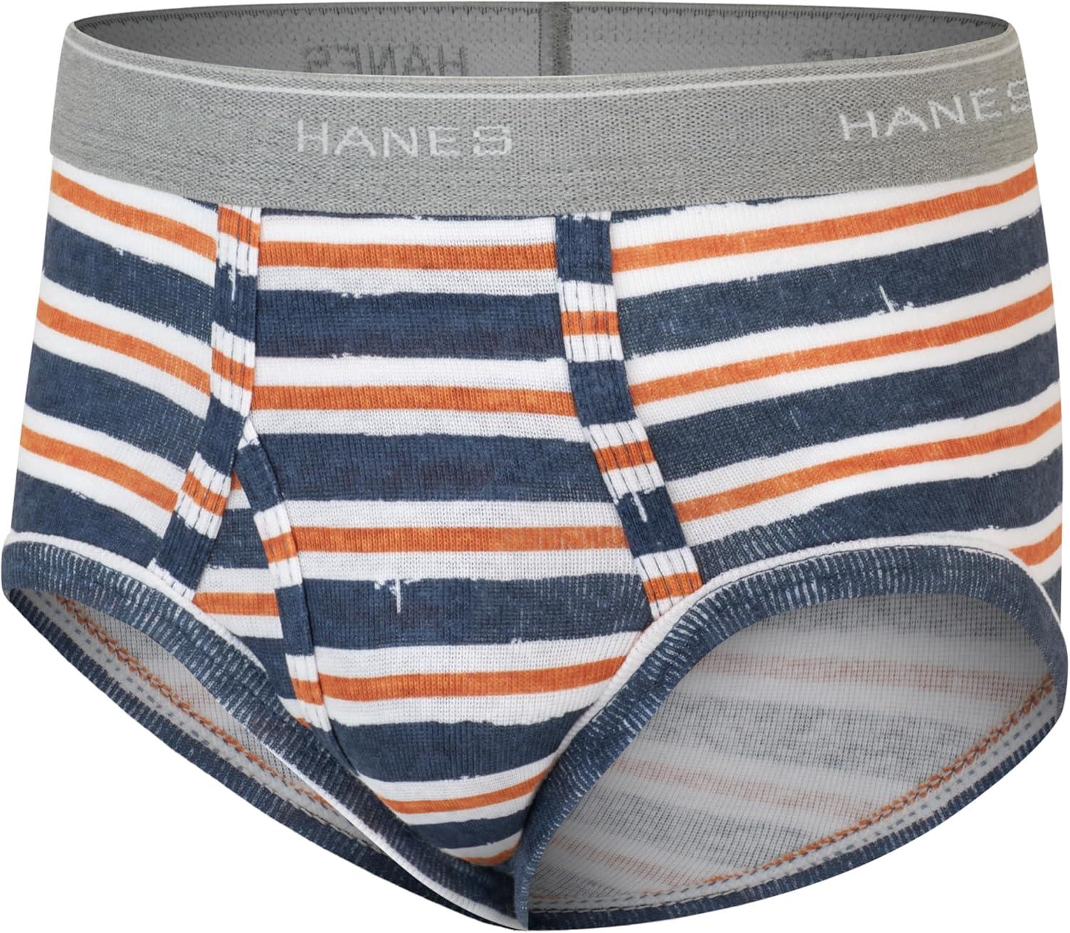imageHanes Boys Brief Underwear Cotton Underwear for Boys No RideUp Briefs 6 and 10 PacksBlue Orange Dino Stripes Green
