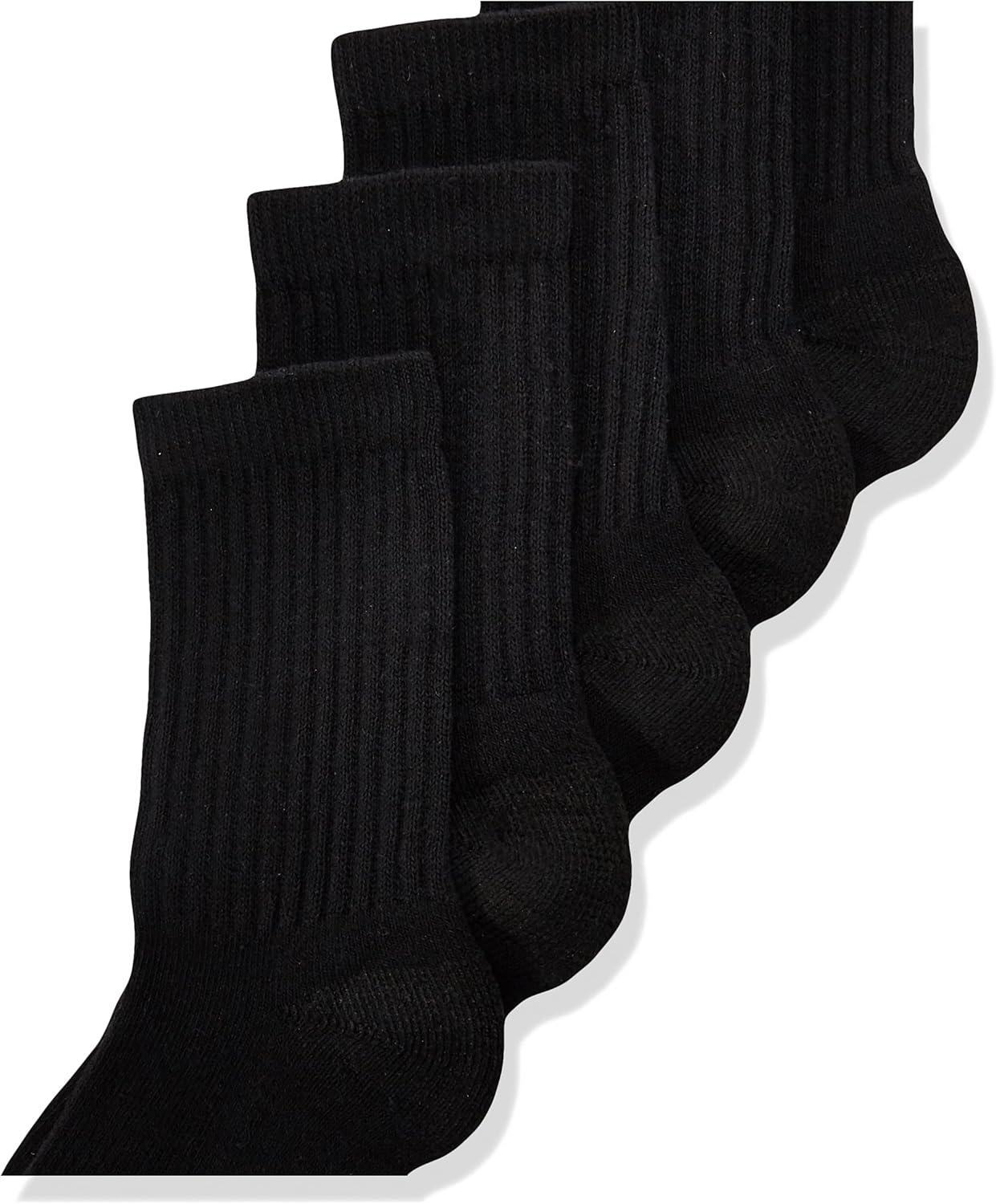 imageHanes Boys Socks Double Tough Cushioned Crew Socks 12pair PacksBlack