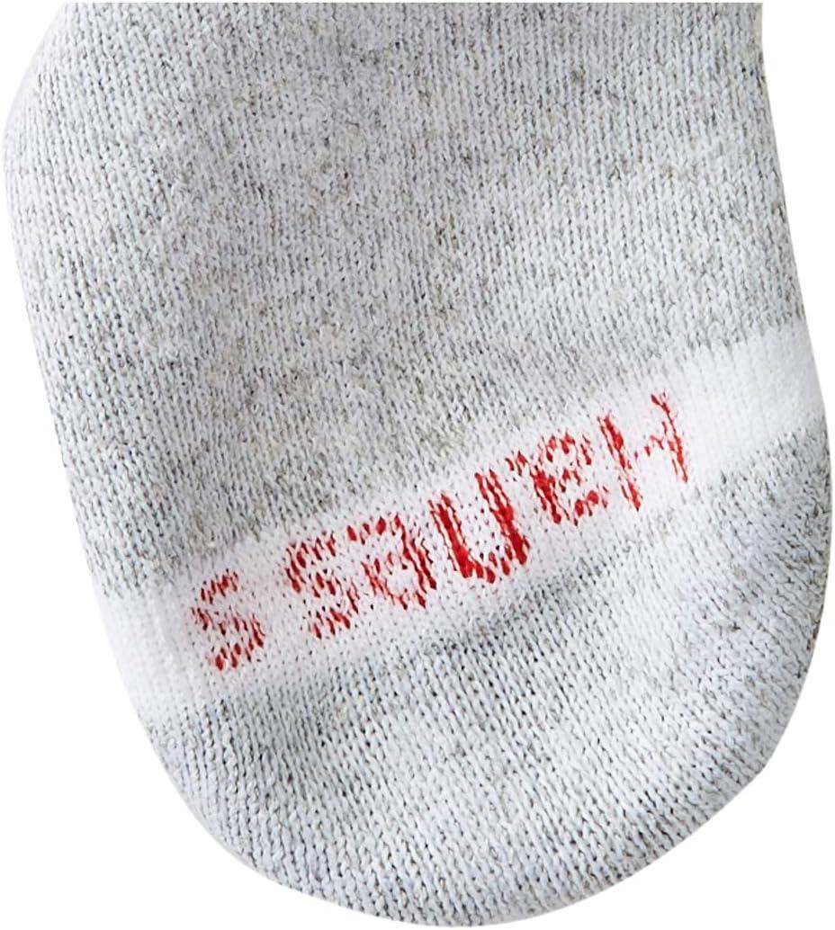 imageHanes Boys Socks Double Tough Cushioned Crew Socks 12pair PacksWhiteGrey Bottom