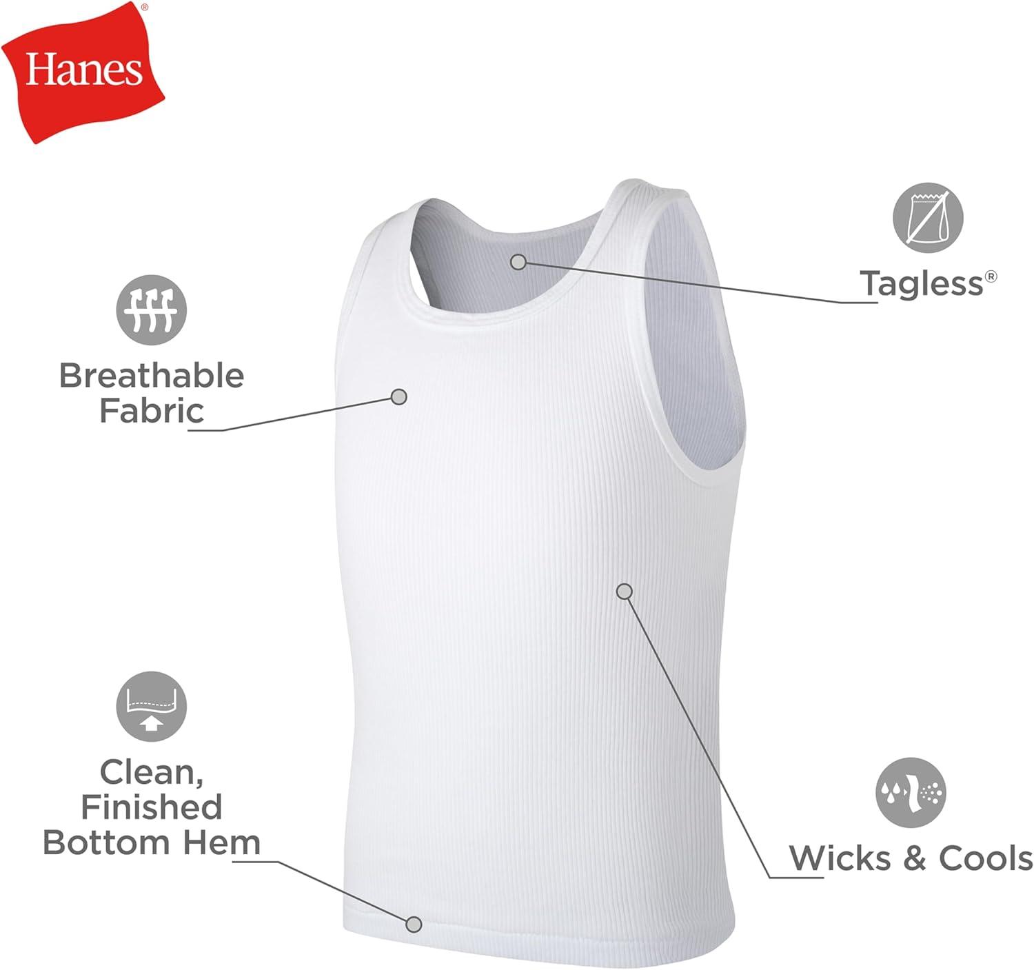 imageHanes Boys Tank Cotton Undershirt EcoSmart 10 Pack WhiteWhite 10 Pack