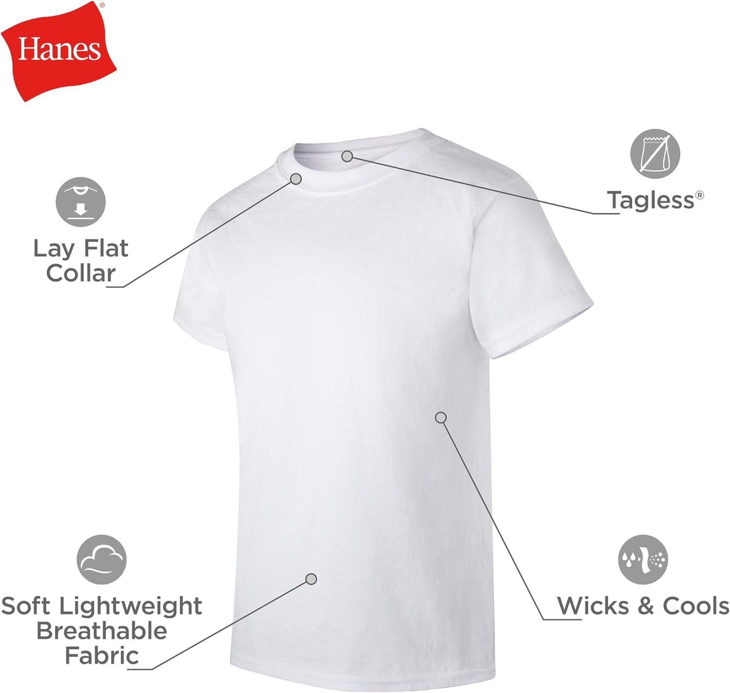 imageHanes Boys Undershirt EcoSmart White TShirts for Boys Short Sleeve Shirts 5 or 10 PackWhite 5 Pack
