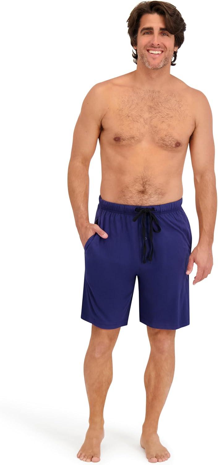 imageHanes Mens 2Pack Sleep Shorts Cotton Lounge Shorts 75quot Inseam Breathable Fit Elastic Waist Pantalones para Dormir 2PackBlackDark Blue