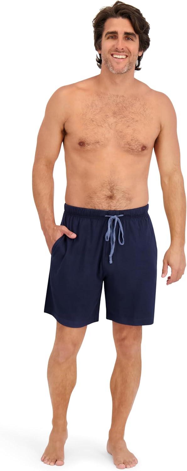 imageHanes Mens 2Pack Sleep Shorts Cotton Lounge Shorts 75quot Inseam Breathable Fit Elastic Waist Pantalones para Dormir 2PackBlueNavy