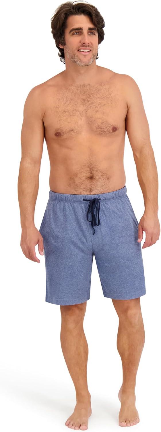 imageHanes Mens 2Pack Sleep Shorts Cotton Lounge Shorts 75quot Inseam Breathable Fit Elastic Waist Pantalones para Dormir 2PackBlueNavy