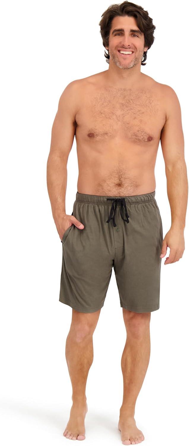 imageHanes Mens 2Pack Sleep Shorts Cotton Lounge Shorts 75quot Inseam Breathable Fit Elastic Waist Pantalones para Dormir 2PackDark GreenDark Blue