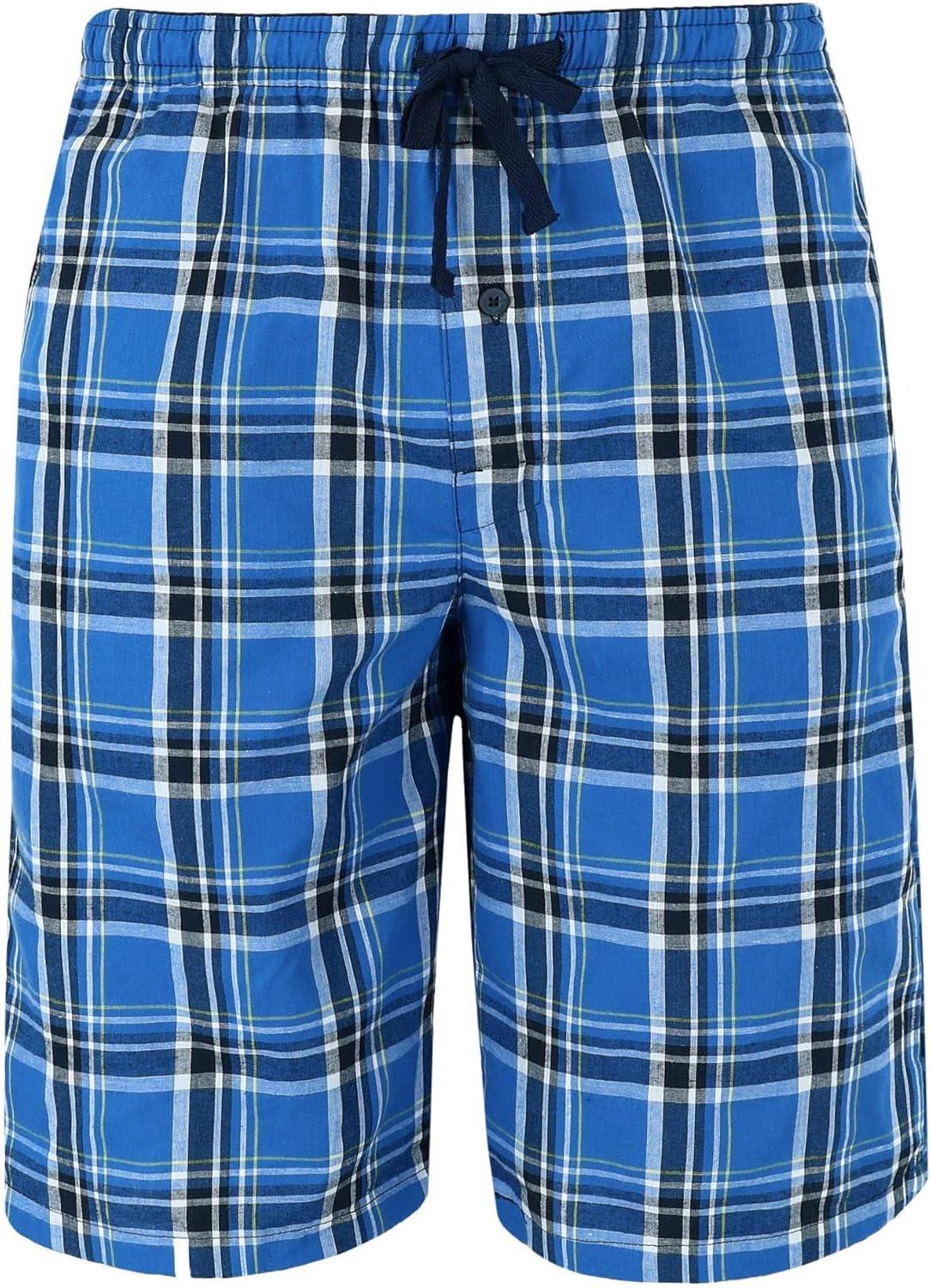 imageHanes Mens 2Pack Sleep Shorts Cotton Lounge Shorts 75quot Inseam Breathable Fit Elastic Waist Pantalones para Dormir 2PackGalapagos Blue and Navy Plaid