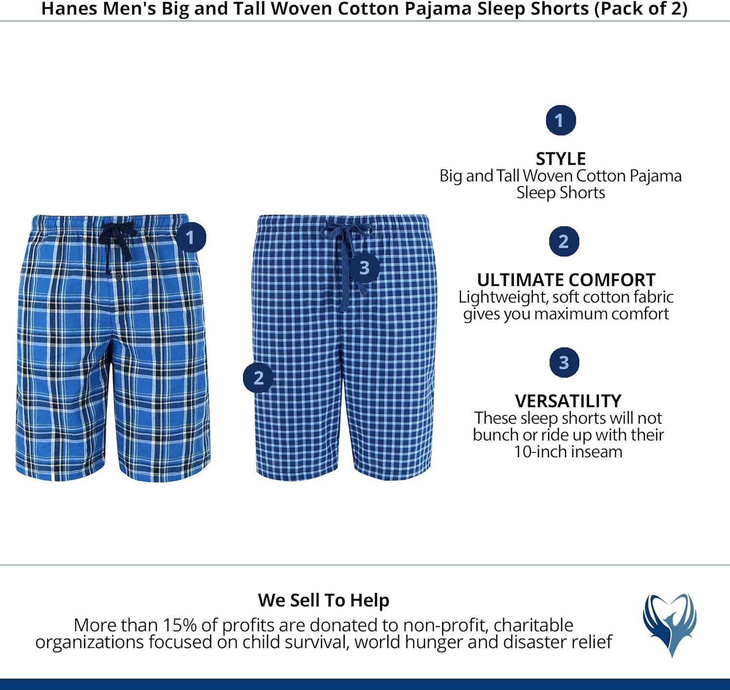 imageHanes Mens 2Pack Sleep Shorts Cotton Lounge Shorts 75quot Inseam Breathable Fit Elastic Waist Pantalones para Dormir 2PackGalapagos Blue and Navy Plaid