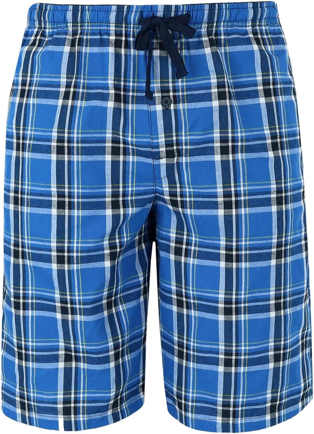 imageHanes Mens 2Pack Sleep Shorts Cotton Lounge Shorts 75quot Inseam Breathable Fit Elastic Waist Pantalones para Dormir 2PackGalapagos Blue and Navy Plaid