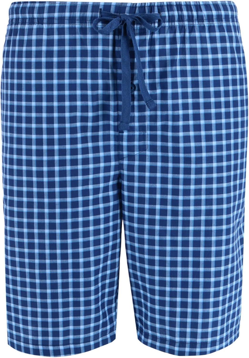 imageHanes Mens 2Pack Sleep Shorts Cotton Lounge Shorts 75quot Inseam Breathable Fit Elastic Waist Pantalones para Dormir 2PackGalapagos Blue and Navy Plaid