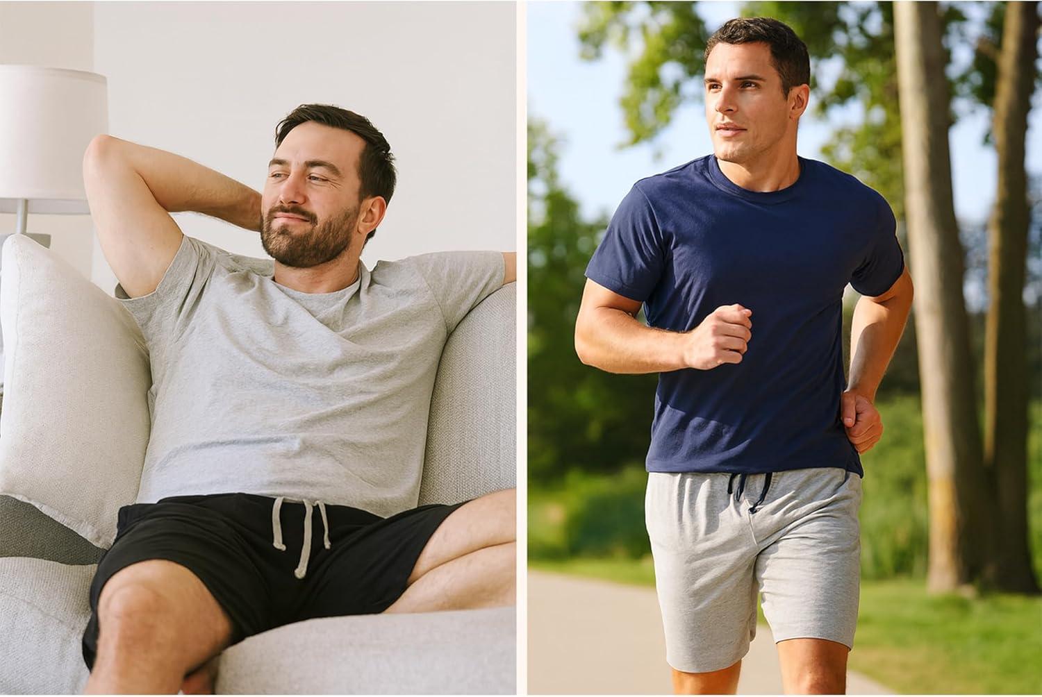 imageHanes Mens 2Pack Sleep Shorts Cotton Lounge Shorts 75quot Inseam Breathable Fit Elastic Waist Pantalones para Dormir 2PackHeather GreyBlack