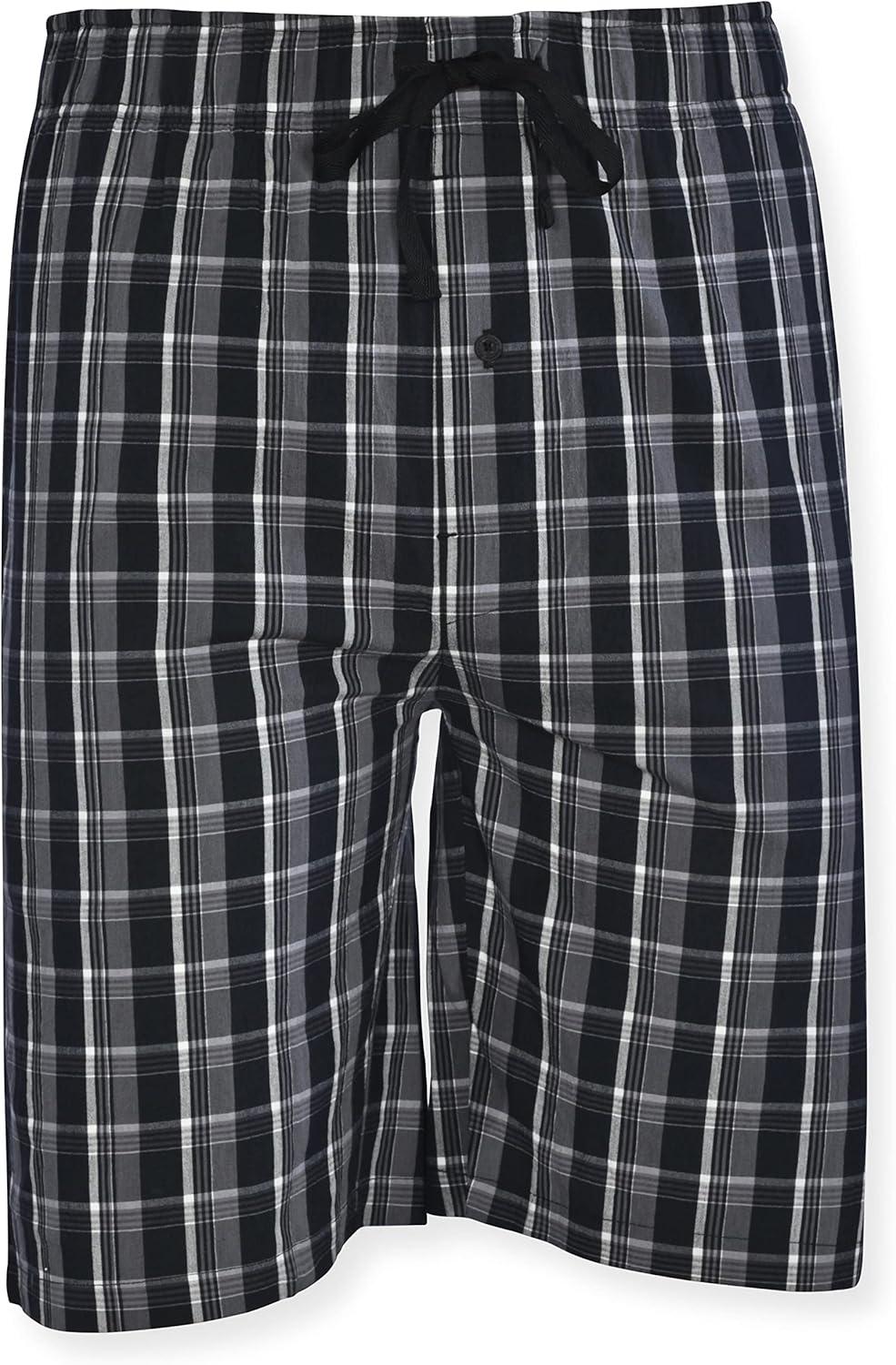 imageHanes Mens 2Pack Woven Pajama Shorts Lightweight Breathable Lounge Fit for Summer Pantalones Cortos para Hombre 2PackBlueBlack