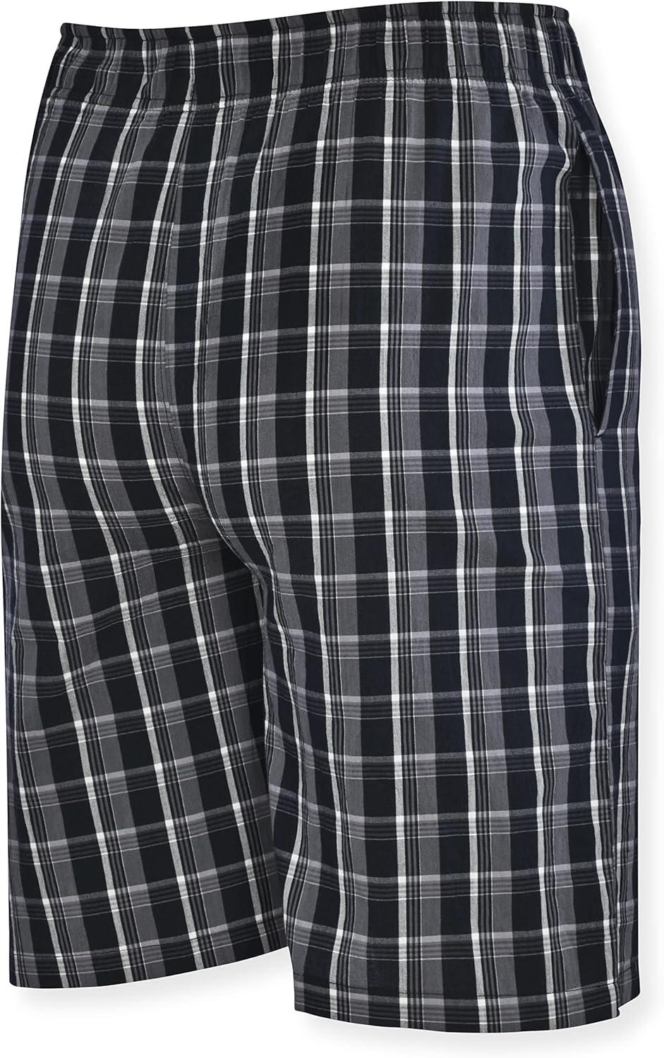 imageHanes Mens 2Pack Woven Pajama Shorts Lightweight Breathable Lounge Fit for Summer Pantalones Cortos para Hombre 2PackBlueBlack