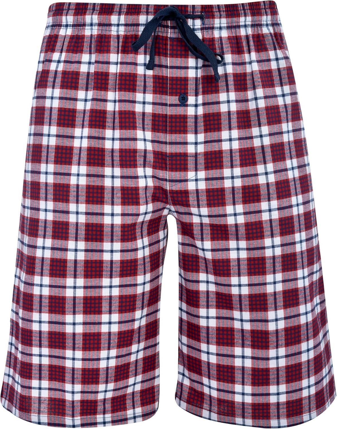 imageHanes Mens 2Pack Woven Pajama Shorts Lightweight Breathable Lounge Fit for Summer Pantalones Cortos para Hombre 2PackNavy Red