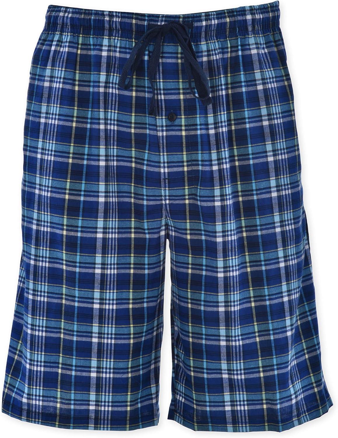 imageHanes Mens 2Pack Woven Pajama Shorts Lightweight Breathable Lounge Fit for Summer Pantalones Cortos para Hombre 2PackNavy Plaid