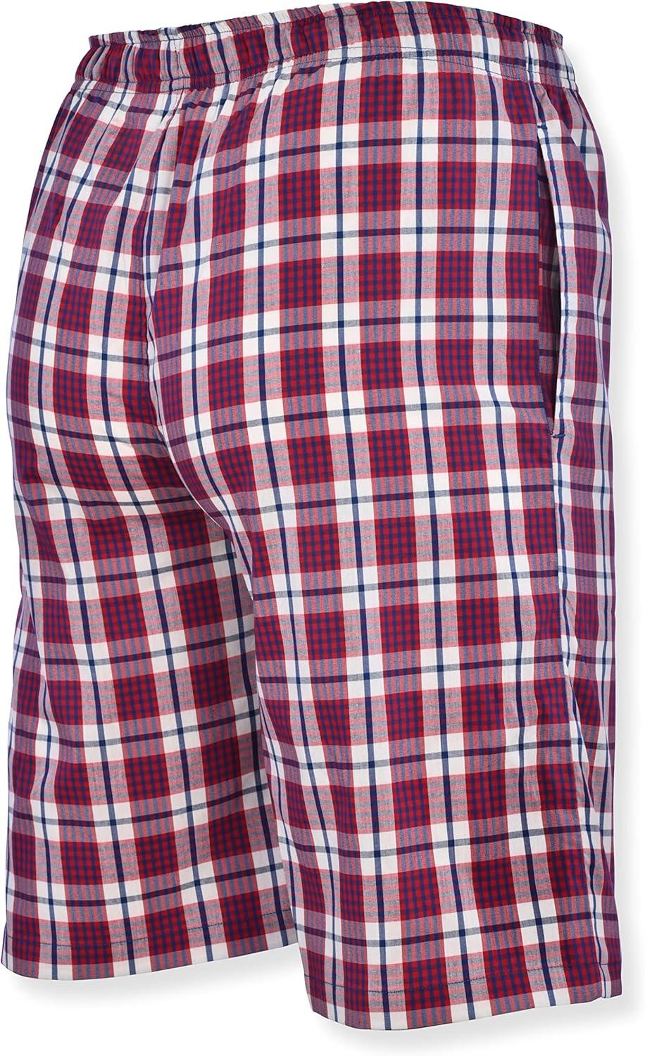 imageHanes Mens 2Pack Woven Pajama Shorts Lightweight Breathable Lounge Fit for Summer Pantalones Cortos para Hombre 2PackRedBlack