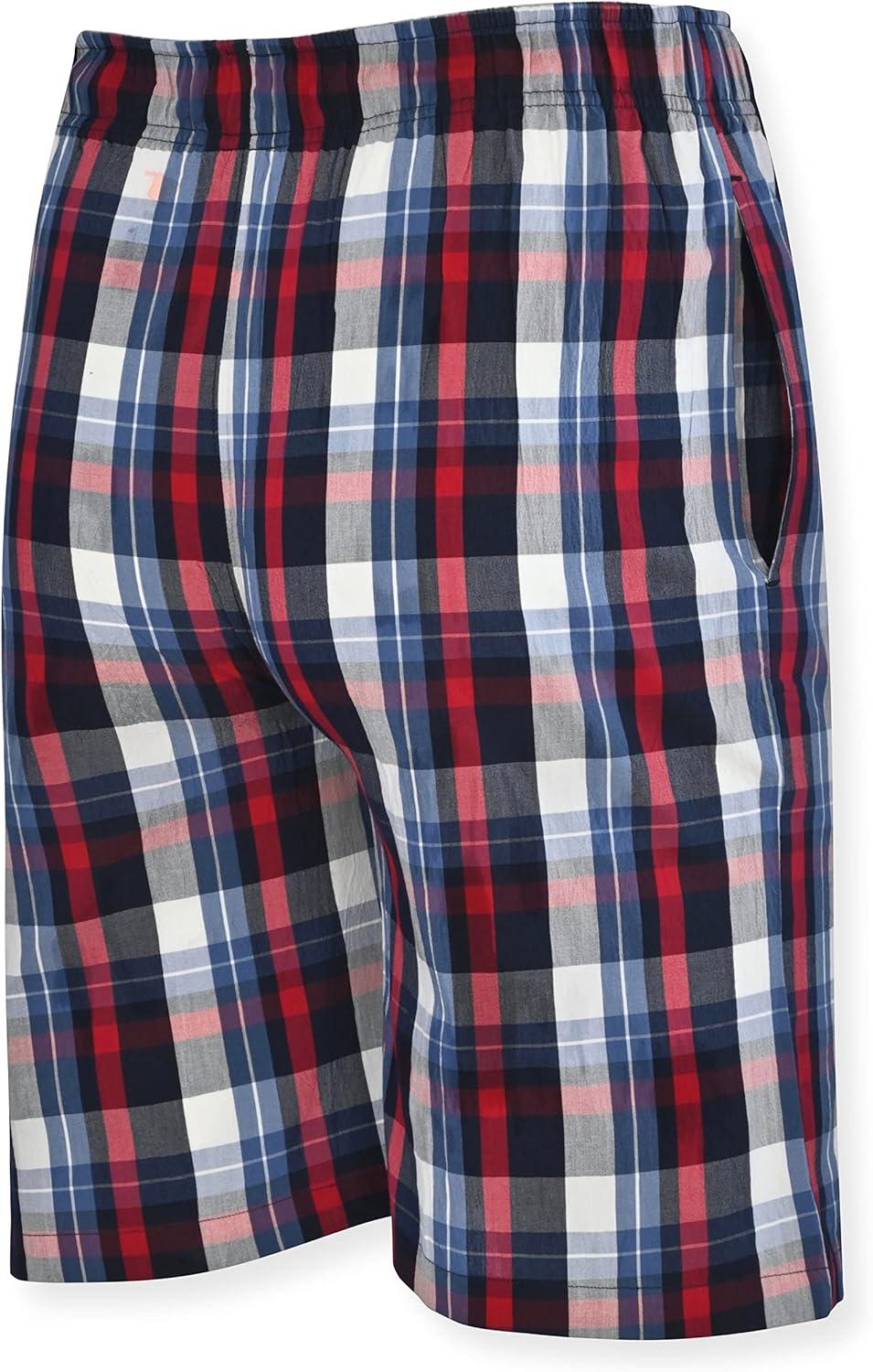 imageHanes Mens 2Pack Woven Pajama Shorts Lightweight Breathable Lounge Fit for Summer Pantalones Cortos para Hombre 2PackRedBlue