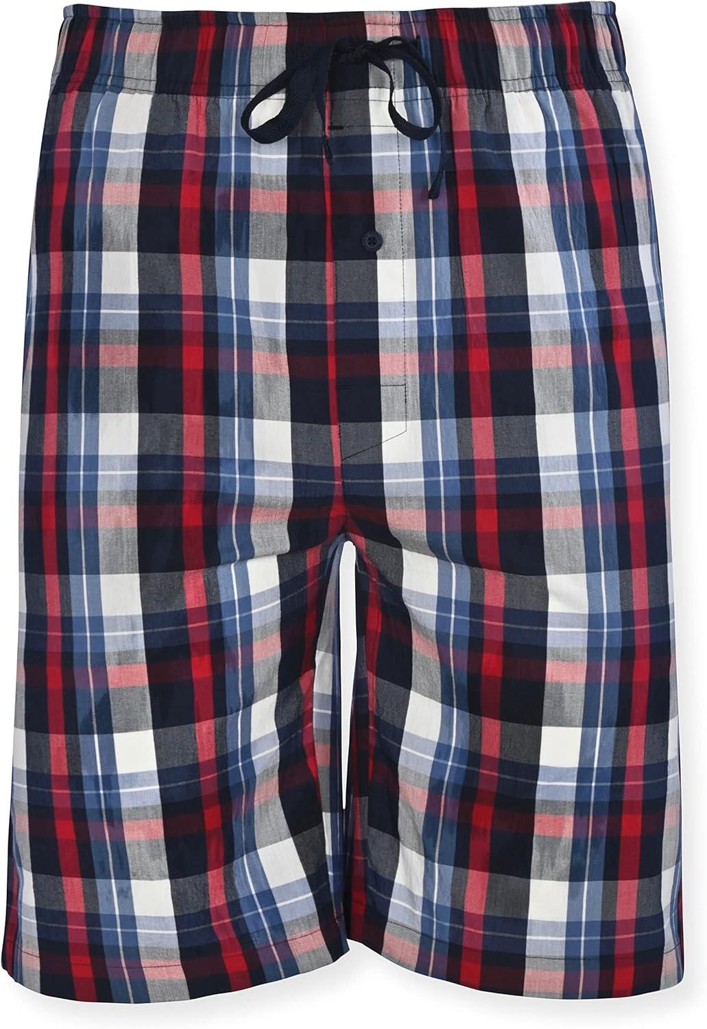 imageHanes Mens 2Pack Woven Pajama Shorts Lightweight Breathable Lounge Fit for Summer Pantalones Cortos para Hombre 2PackRedBlue