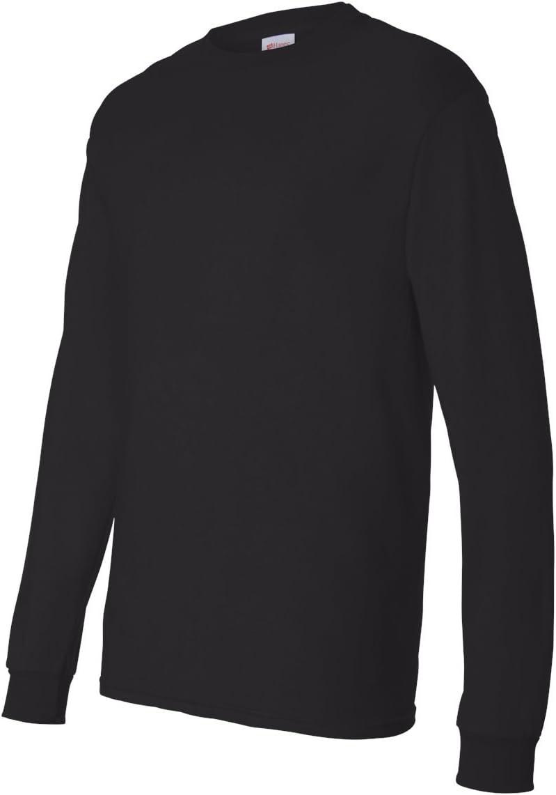 imageHanes Mens Essentials LongSleeve TShirt Crewneck Cotton TShirts for Men 2PackBlack 2 Pack