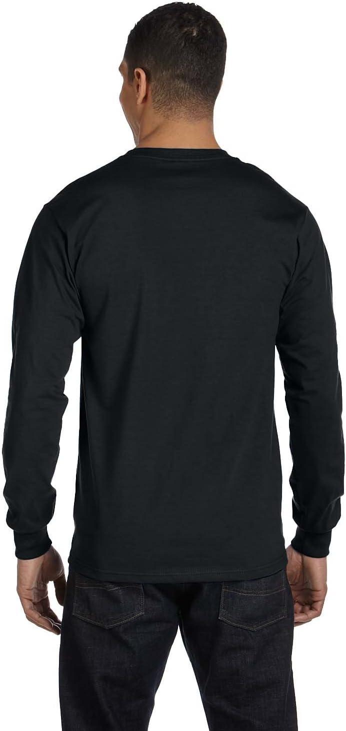 imageHanes Mens Essentials LongSleeve TShirt Crewneck Cotton TShirts for Men 2PackBlack 2 Pack