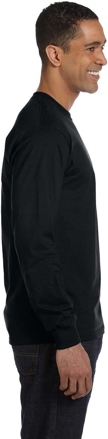 imageHanes Mens Essentials LongSleeve TShirt Crewneck Cotton TShirts for Men 2PackBlack 2 Pack