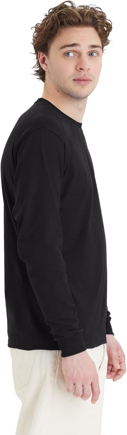 imageHanes Mens Essentials LongSleeve TShirt Crewneck Cotton TShirts for Men 2PackBlack 4 Pack