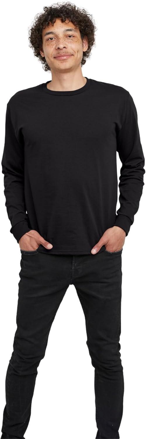 imageHanes Mens Essentials LongSleeve TShirt Crewneck Cotton TShirts for Men 2PackBlack 4 Pack