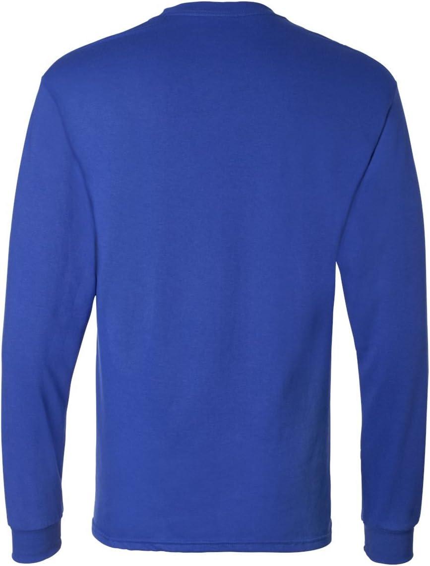 imageHanes Mens Essentials LongSleeve TShirt Crewneck Cotton TShirts for Men 2PackDeep Royal