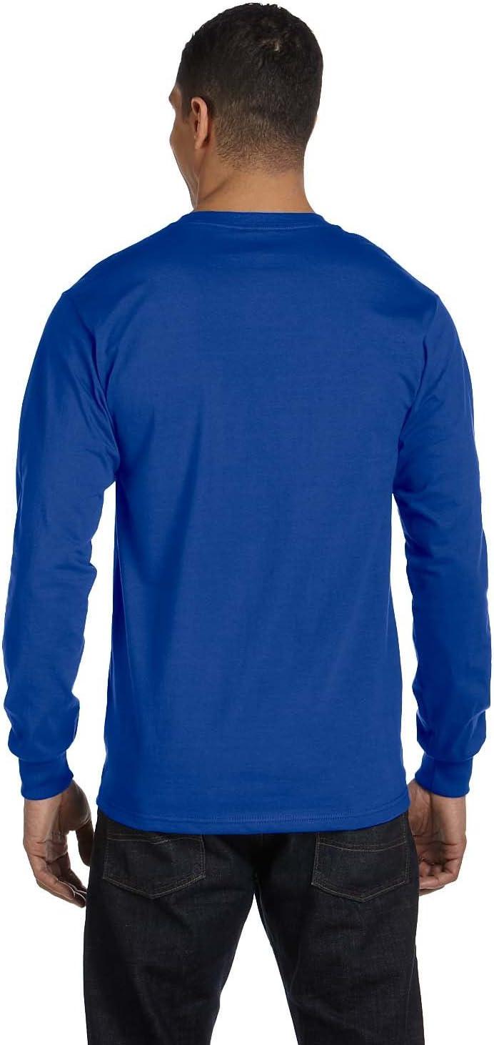 imageHanes Mens Essentials LongSleeve TShirt Crewneck Cotton TShirts for Men 2PackDeep Royal