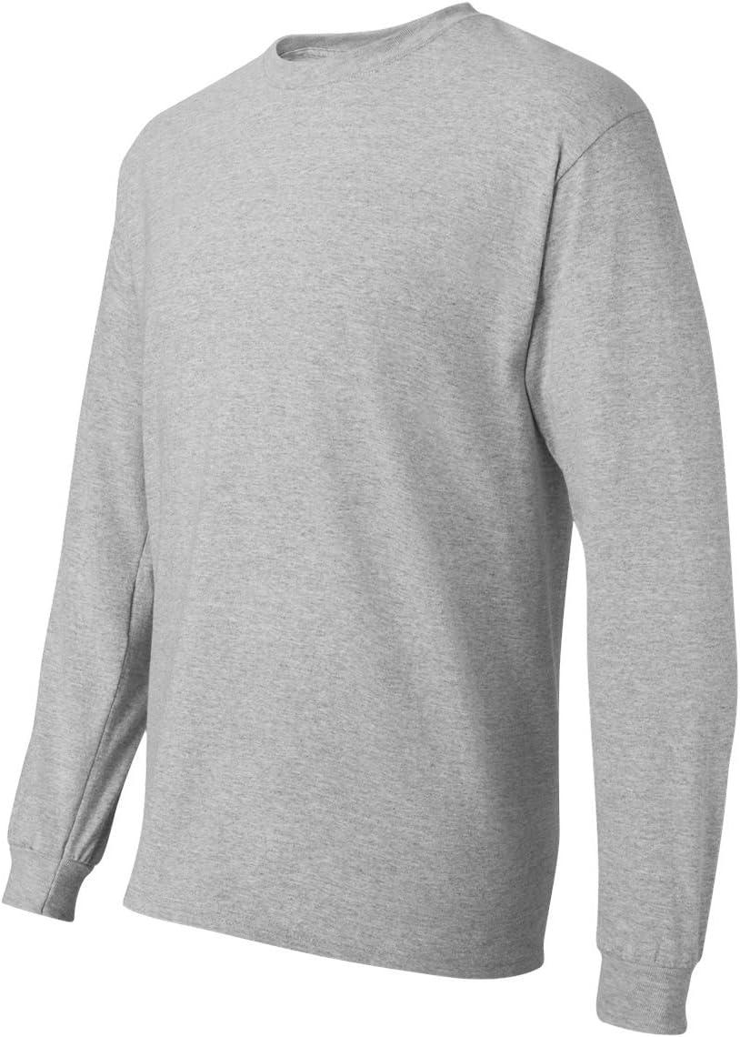 imageHanes Mens Essentials LongSleeve TShirt Crewneck Cotton TShirts for Men 2PackLight Steel 2 Pack