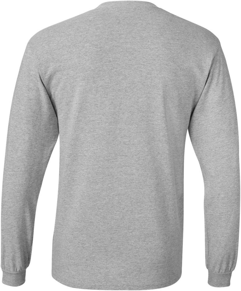 imageHanes Mens Essentials LongSleeve TShirt Crewneck Cotton TShirts for Men 2PackLight Steel 2 Pack