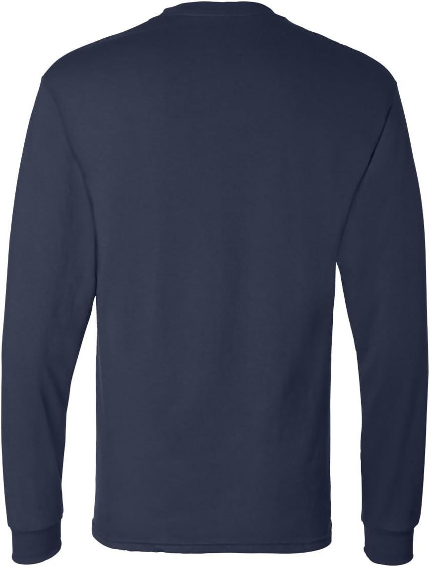 imageHanes Mens Essentials LongSleeve TShirt Crewneck Cotton TShirts for Men 2PackNavy 2 Pack