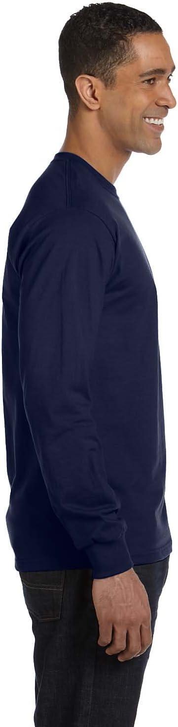 imageHanes Mens Essentials LongSleeve TShirt Crewneck Cotton TShirts for Men 2PackNavy 2 Pack
