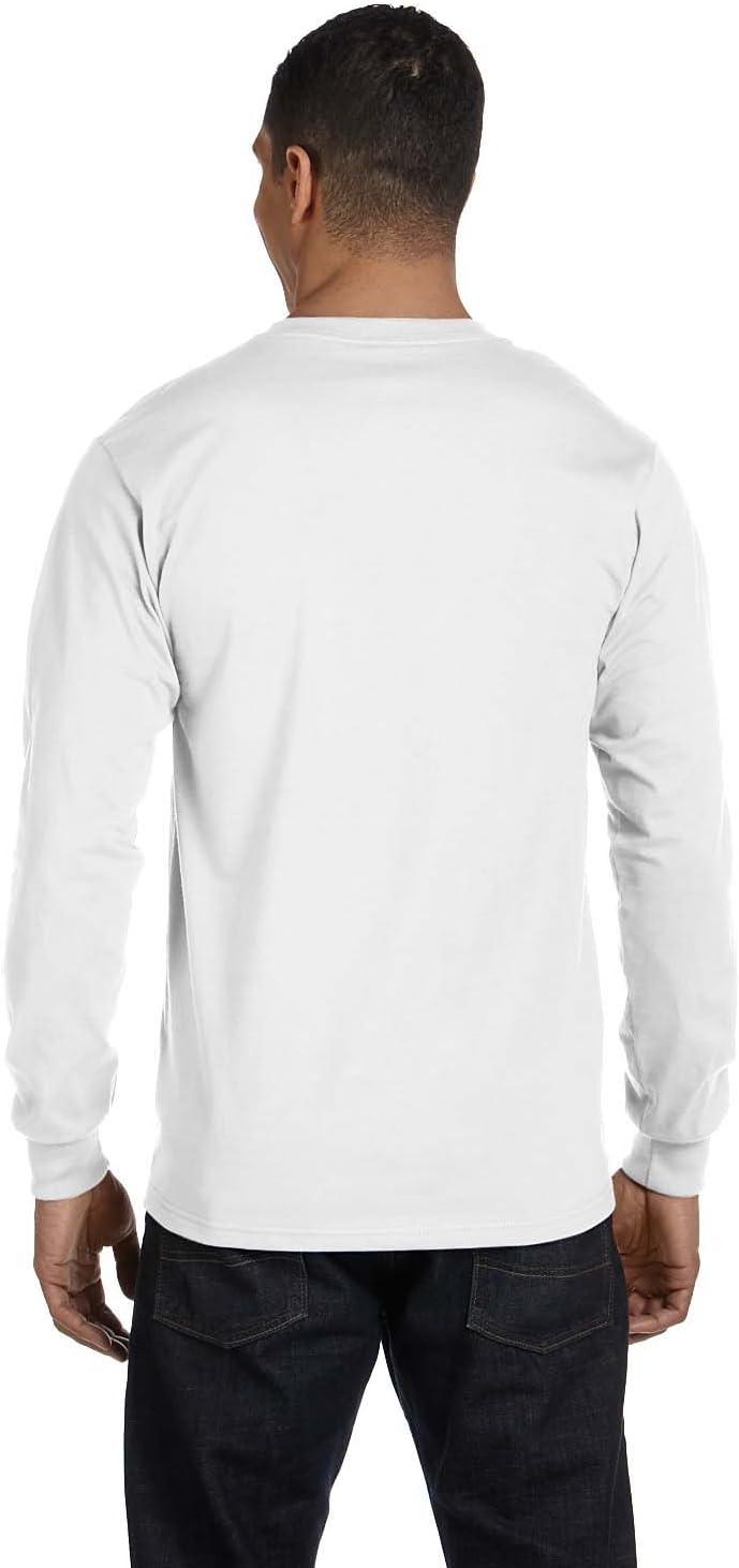 imageHanes Mens Essentials LongSleeve TShirt Crewneck Cotton TShirts for Men 2PackWhite 2 Pack