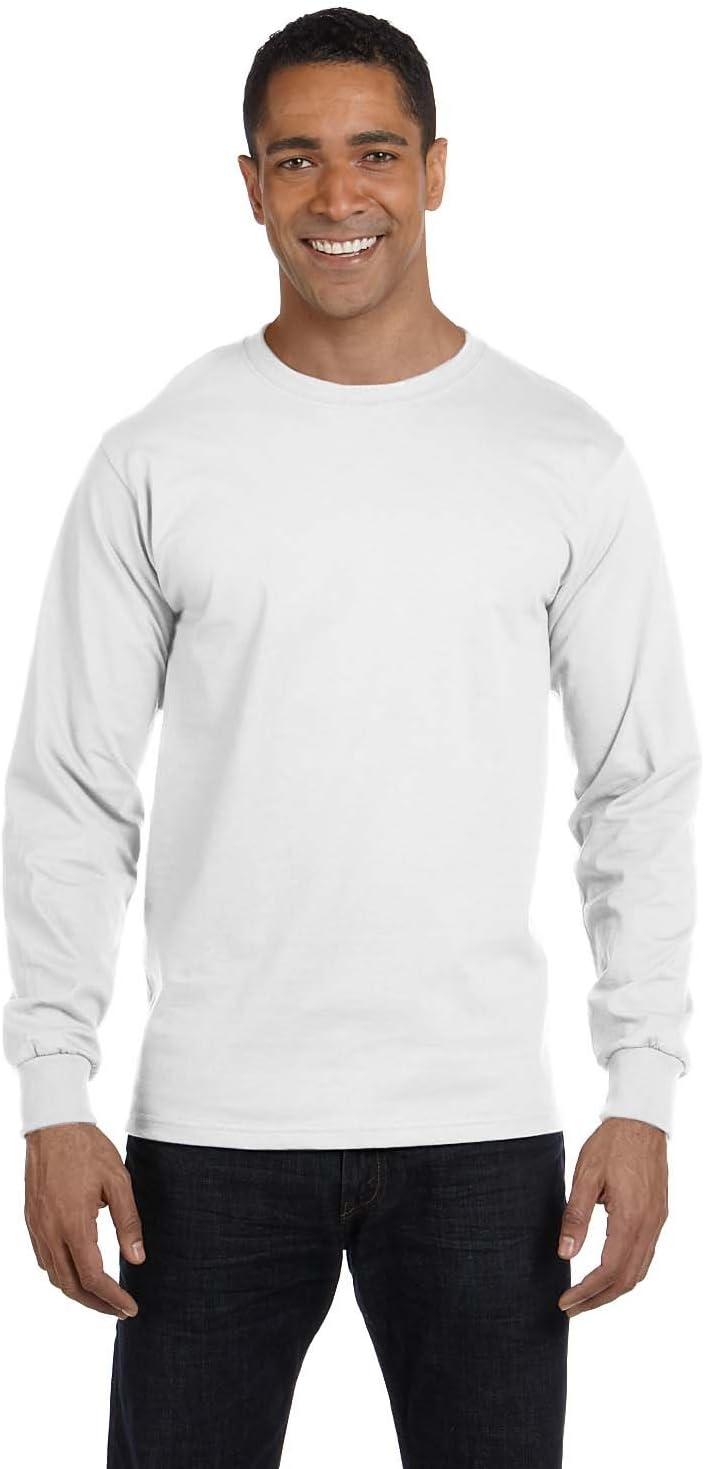 imageHanes Mens Essentials LongSleeve TShirt Crewneck Cotton TShirts for Men 2PackWhite 2 Pack