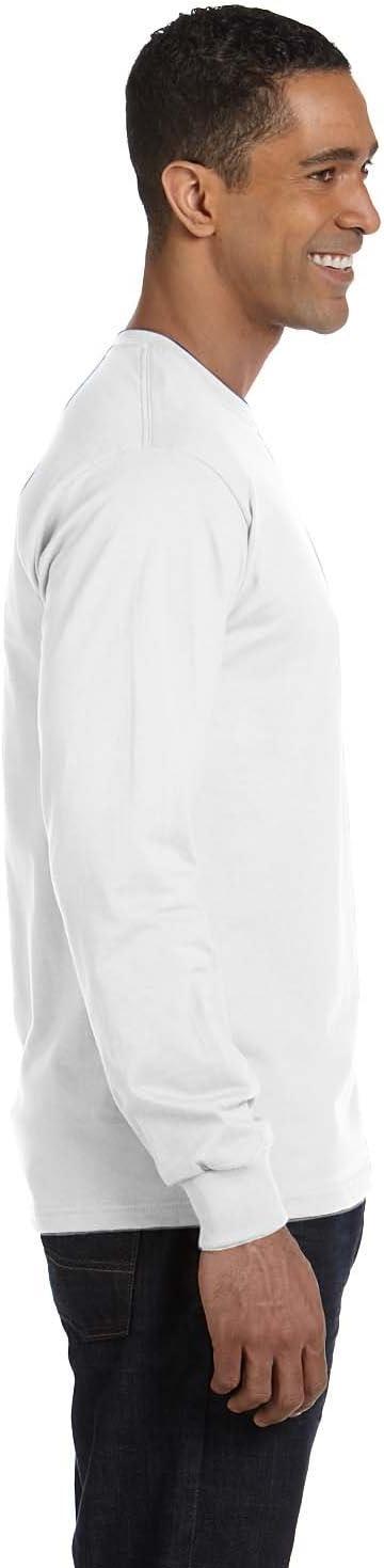 imageHanes Mens Essentials LongSleeve TShirt Crewneck Cotton TShirts for Men 2PackWhite 2 Pack