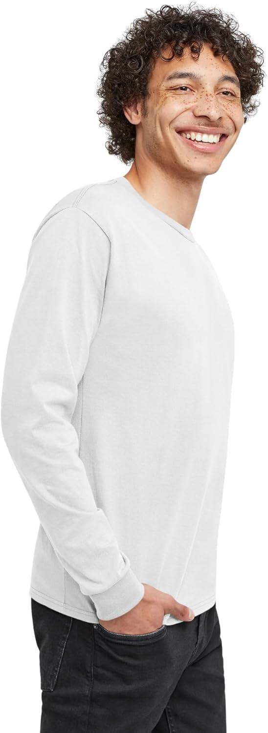 imageHanes Mens Essentials LongSleeve TShirt Crewneck Cotton TShirts for Men 2PackWhite 4 Pack