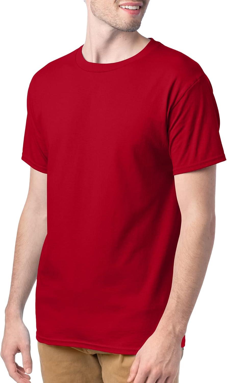 imageHanes Mens Essentials Tshirt 4 and 6 Packs ComfortSoft Tee Cotton Shirt for MenDeep Red 4 Pack