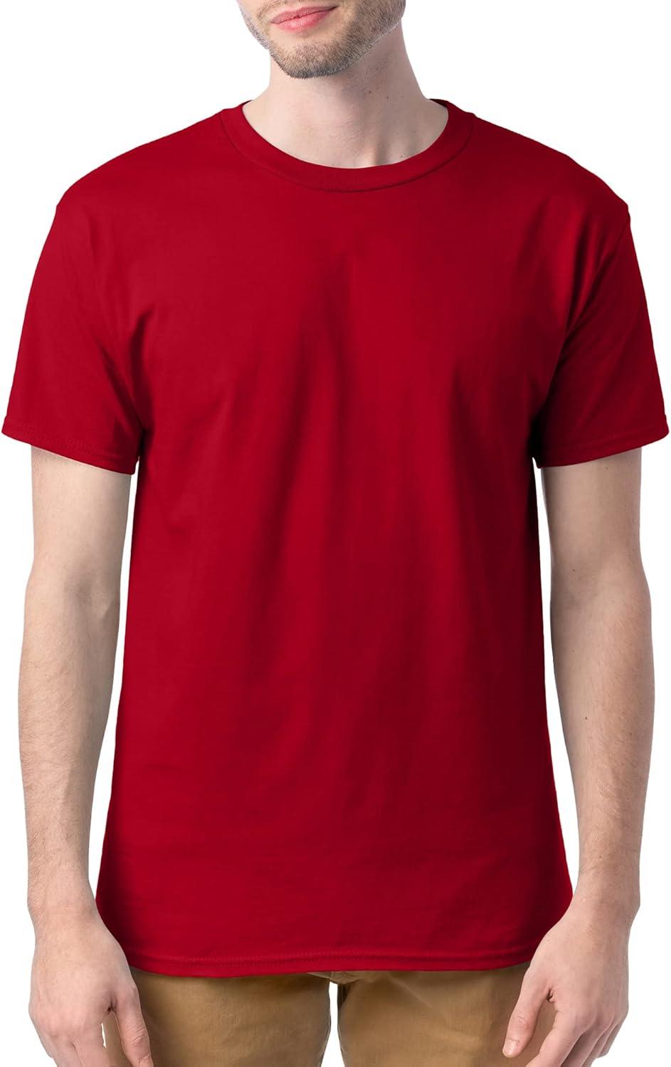 imageHanes Mens Essentials Tshirt 4 and 6 Packs ComfortSoft Tee Cotton Shirt for MenDeep Red 4 Pack