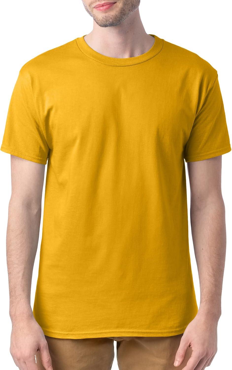 imageHanes Mens Essentials Tshirt 4 and 6 Packs ComfortSoft Tee Cotton Shirt for MenGold 4 Pack
