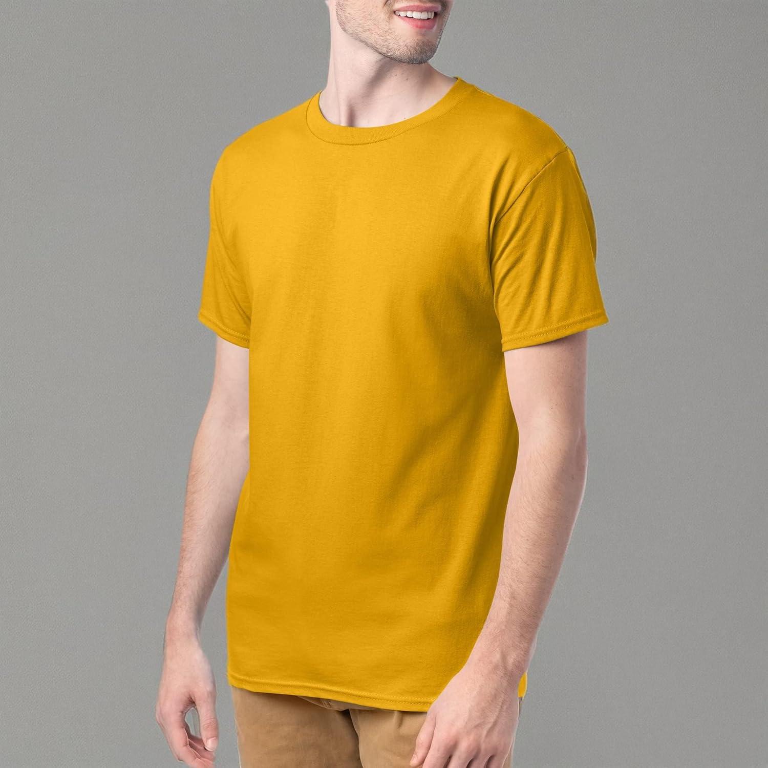 imageHanes Mens Essentials Tshirt 4 and 6 Packs ComfortSoft Tee Cotton Shirt for MenGold 4 Pack