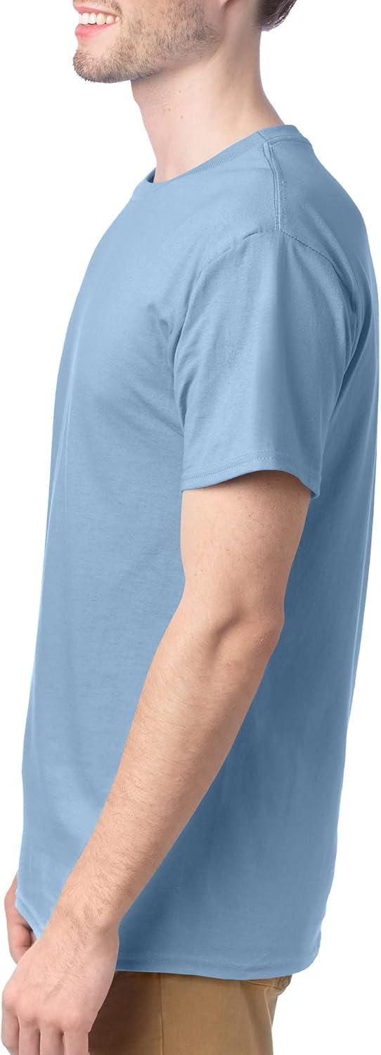 imageHanes Mens Essentials Tshirt 4 and 6 Packs ComfortSoft Tee Cotton Shirt for MenLight Blue 4 Pack