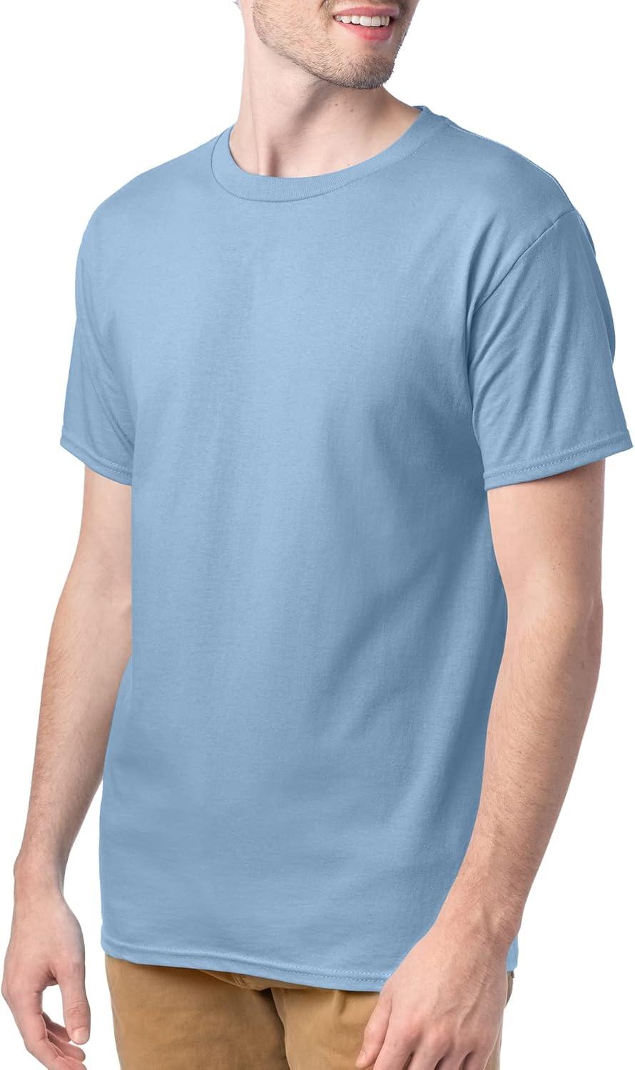 imageHanes Mens Essentials Tshirt 4 and 6 Packs ComfortSoft Tee Cotton Shirt for MenLight Blue 4 Pack