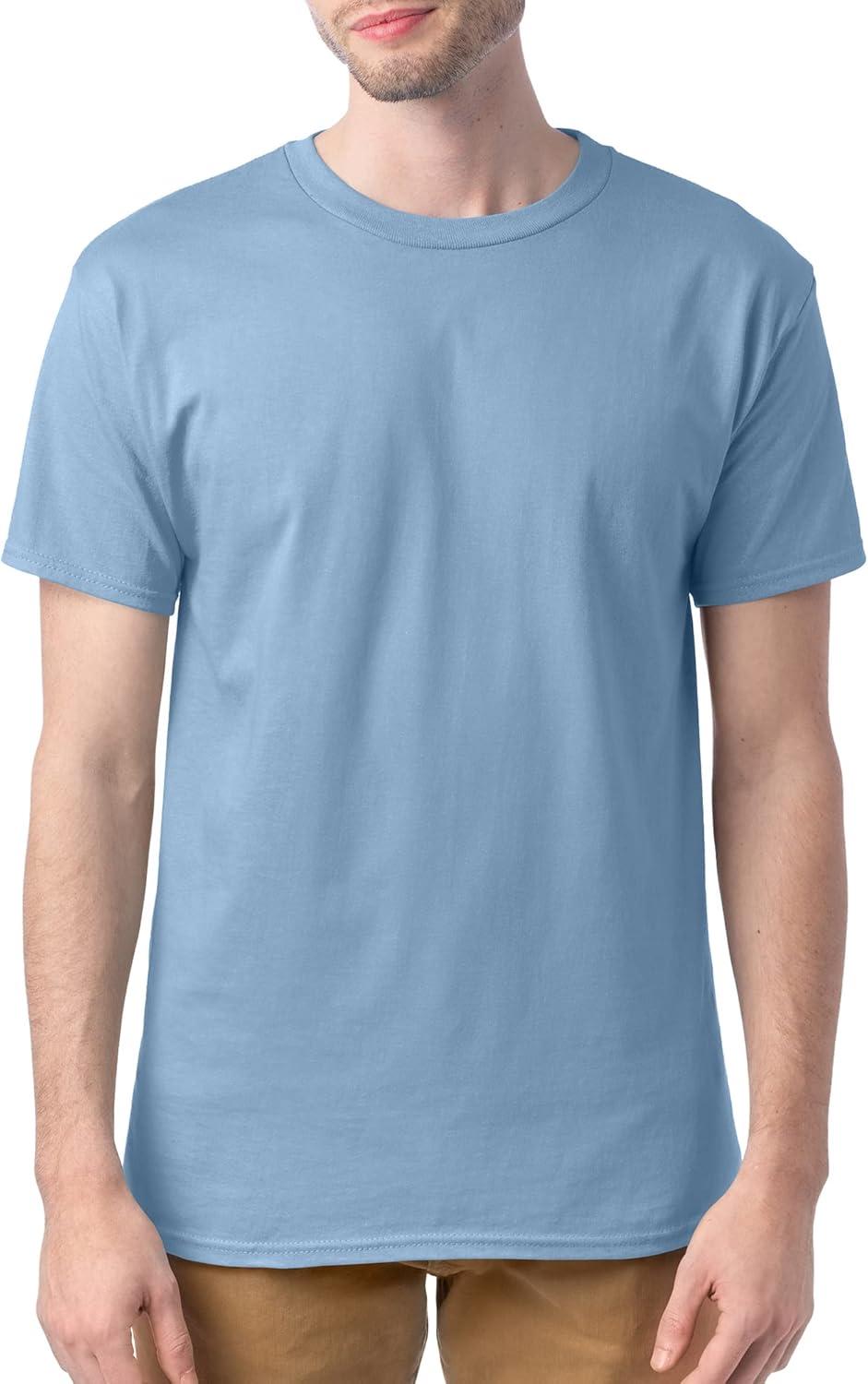 imageHanes Mens Essentials Tshirt 4 and 6 Packs ComfortSoft Tee Cotton Shirt for MenLight Blue 4 Pack