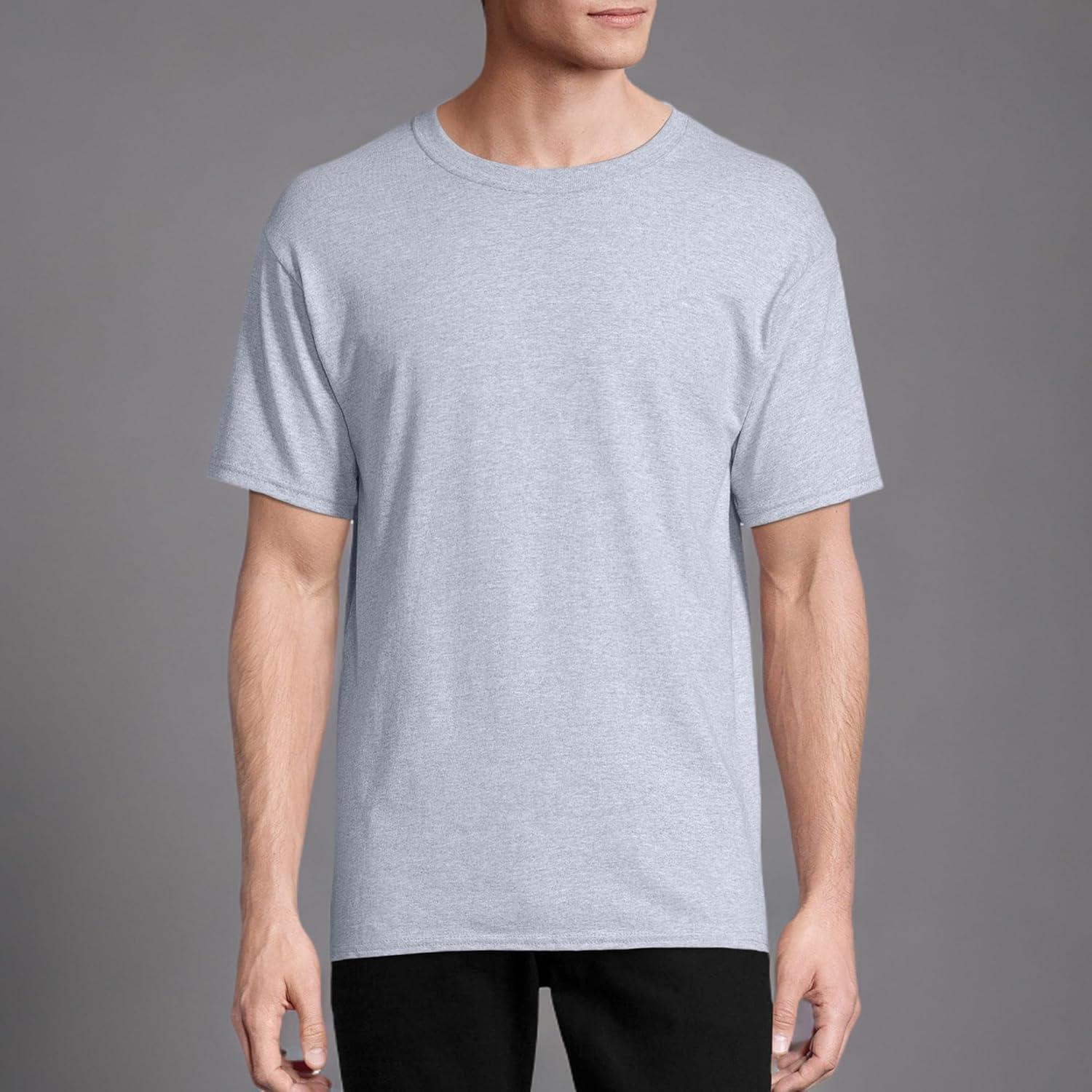 imageHanes Mens Essentials Tshirt 4 and 6 Packs ComfortSoft Tee Cotton Shirt for MenLight Steel 6 Pack